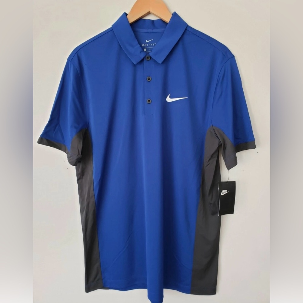 Nike Men's Blue and Gray Polo Shirt - Picture 7 of 11